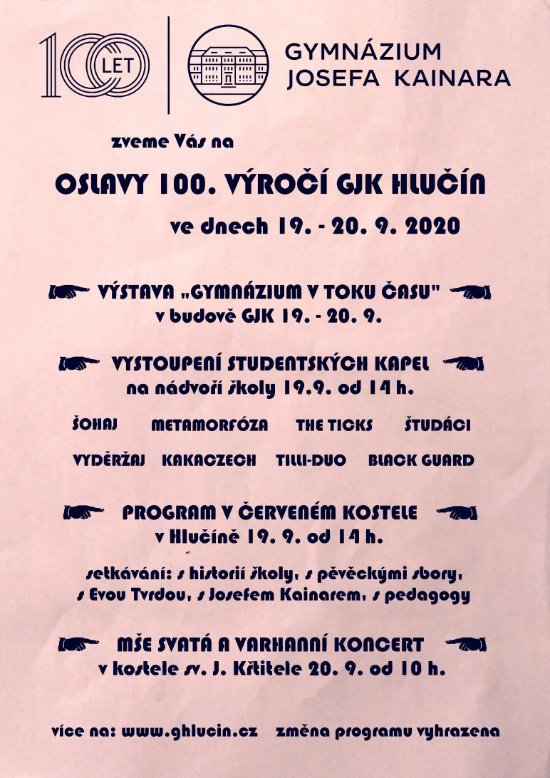Program oslav 100. výročí GH